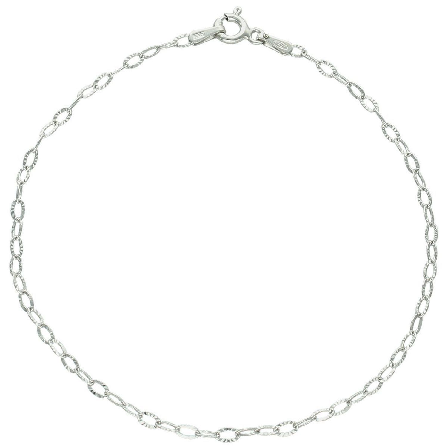 Delikatna srebrna bransoletka z owalnych oczek – szerokość 2 mm, długość 19 cm. Wykonana ze srebra 925. Klasyczne zapięcie na karabińczyk. Subtelny i ponadczasowy design.1.jpg